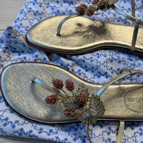 Sarah Flint Gold Textured Saffiano Sandals (IT 41.5) - Picture 6 of 9